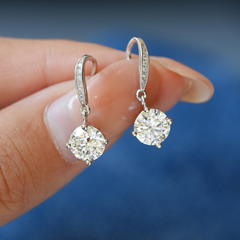 Srebrne naušnice - 925 srebra, Dijamantna obrada, Jednostavan stil (Materijal: Srebro; Čistoća: 925; Obrada: Dijamanti; Stil: Jednostavan)