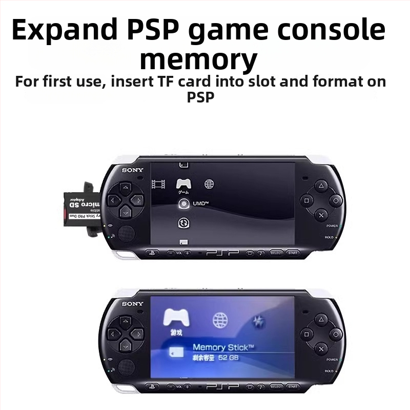 PSP adaptér Memory Stick pre TF kartu – USB 2.0, Univerzálny PSV1000/2000 kompatibilný, Konvertor pamäťovej karty