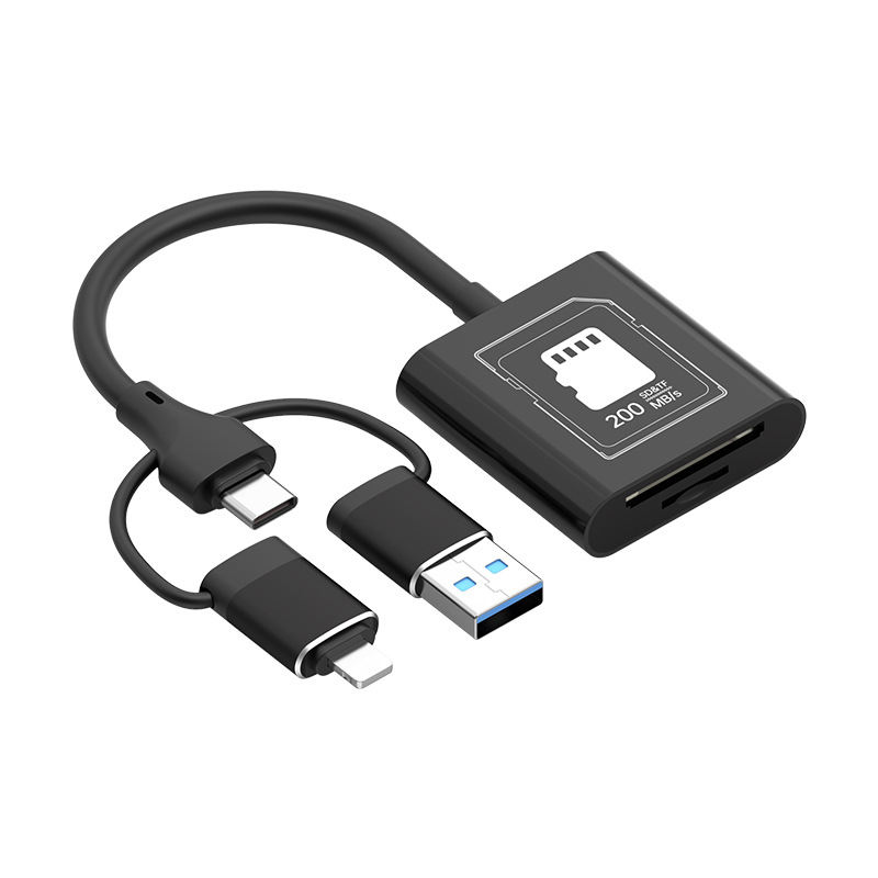 Karta čítačka SYRUI Sy-239 s rozhrani Lightning a Type-C, SD/TF karty, USB 3.0 OTG pre iPhone a Android