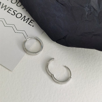 Ασημένια σκουλαρίκια S925, γεωμετρικοί κρίκοι για άνδρες και γυναίκες, γυαλιστερή επιφάνεια, ηλεκτροεπικάλυψη, βάρος 1.52 g