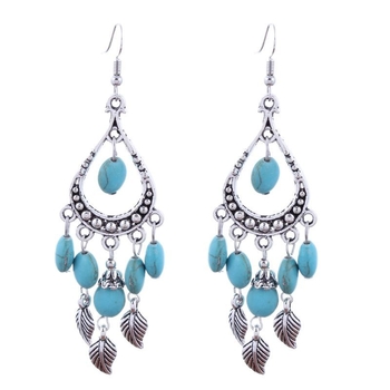 Auskarpi – Geometrisks caurspīdīgs pilienu formā ar lapas motīvu un kutām, Vintage stils, sakausējums, Yiwu, 2023. pavasaris