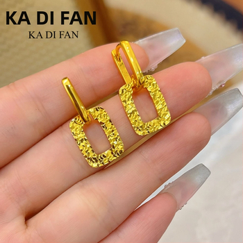 Geometriski kvadrātveida auskari, zeltainu pārklājums, sakausējums, sievietēm, dabīgais stils – svaigs un salds