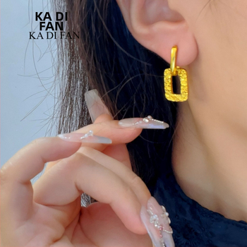 Geometriski kvadrātveida auskari, zeltainu pārklājums, sakausējums, sievietēm, dabīgais stils – svaigs un salds