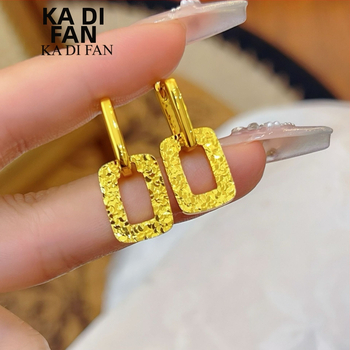 Geometriski kvadrātveida auskari, zeltainu pārklājums, sakausējums, sievietēm, dabīgais stils – svaigs un salds