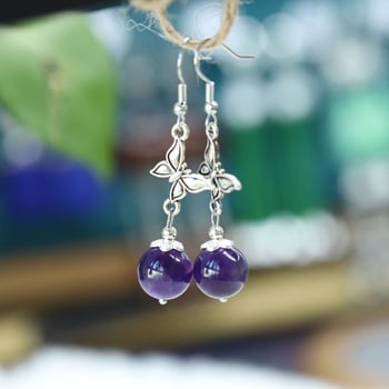 Auskarai no dabiskā kristāla, ziedu forma, vienkāršs stils, sievietēm, rudens 2025 izlaidums