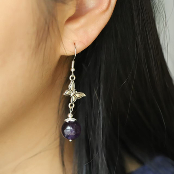 Auskarai no dabiskā kristāla, ziedu forma, vienkāršs stils, sievietēm, rudens 2025 izlaidums