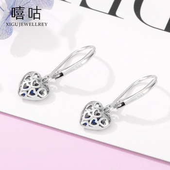 Heehee 925-ös ezüst fülbevalók, üreges szív formájú, elegáns stílus, elektroplattírozás