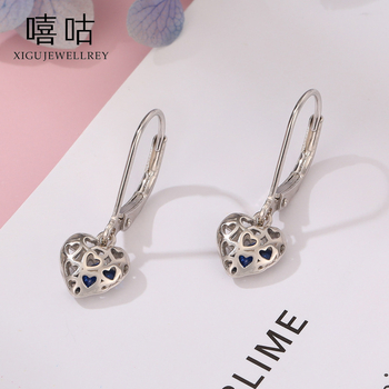 Heehee 925-ös ezüst fülbevalók, üreges szív formájú, elegáns stílus, elektroplattírozás