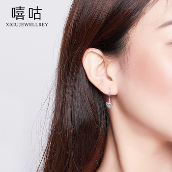 Heehee 925-ös ezüst fülbevalók, üreges szív formájú, elegáns stílus, elektroplattírozás