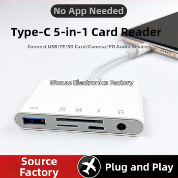 Type-C kaartide lugeja - 5-in-1 OTG USB 3.0 adapter SD/TF jaoks Android