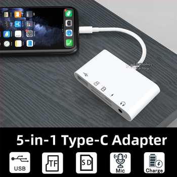 Type-C kaartide lugeja - 5-in-1 OTG USB 3.0 adapter SD/TF jaoks Android