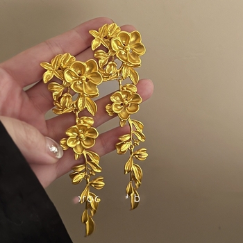 Cercei cu motiv floral, aliaj de zinc, pentru femei, stil medieval, electroplacare