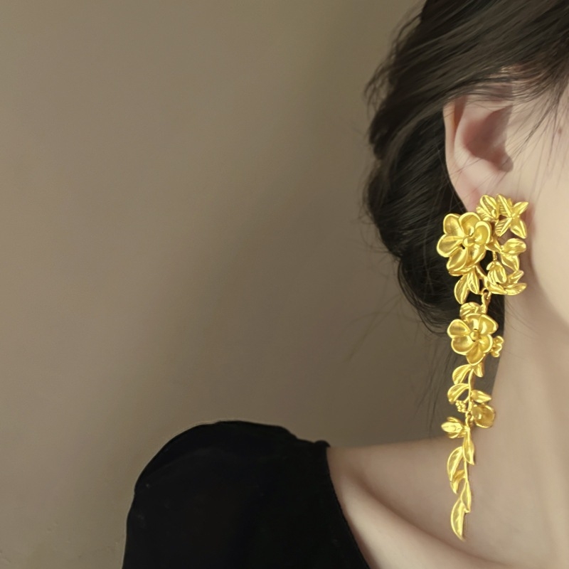 Cercei cu motiv floral, aliaj de zinc, pentru femei, stil medieval, electroplacare