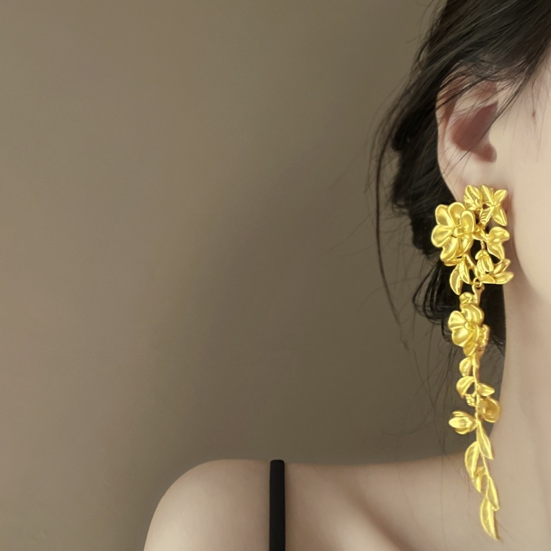 Cercei cu motiv floral, aliaj de zinc, pentru femei, stil medieval, electroplacare