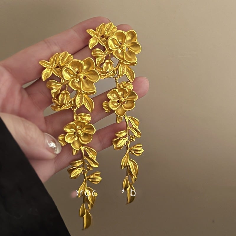 Cercei cu motiv floral, aliaj de zinc, pentru femei, stil medieval, electroplacare