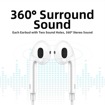 Type-C iekšējās auss austiņas ar inline vadību, kustīgs spole vadītājs, 1,2 m kabelis, Android saderīgs