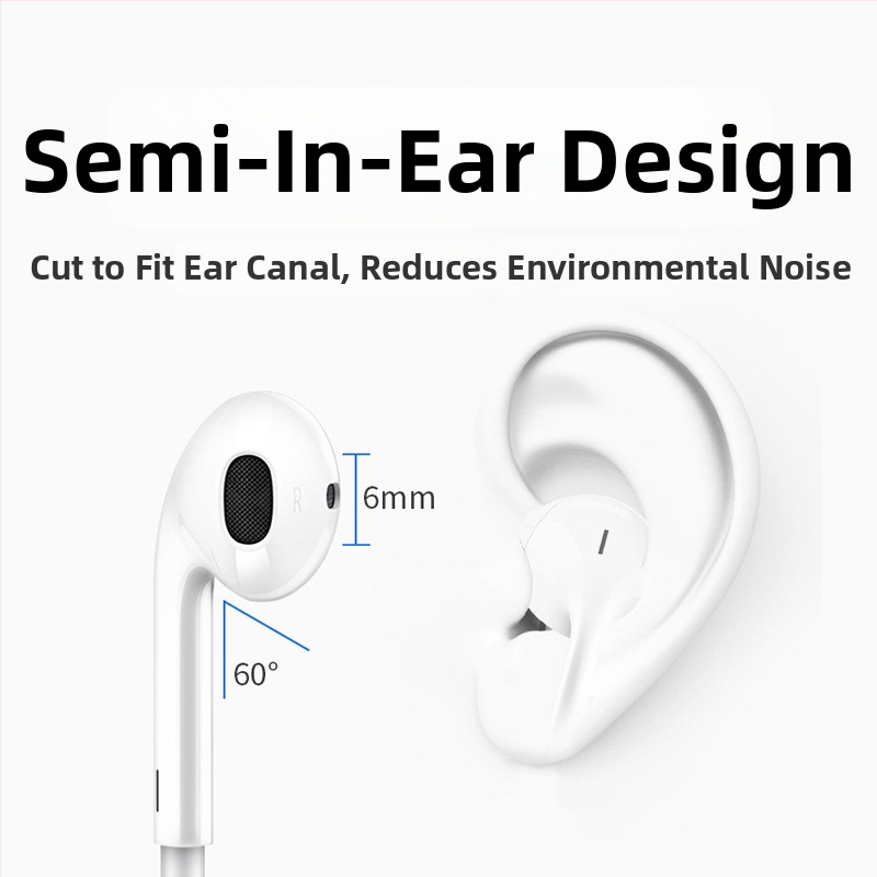 Type-C In-Ear laidinės ausinės su inline kontrole, judančio ritės vairuotojas, 1,2 m kabelis, Android suderinamas