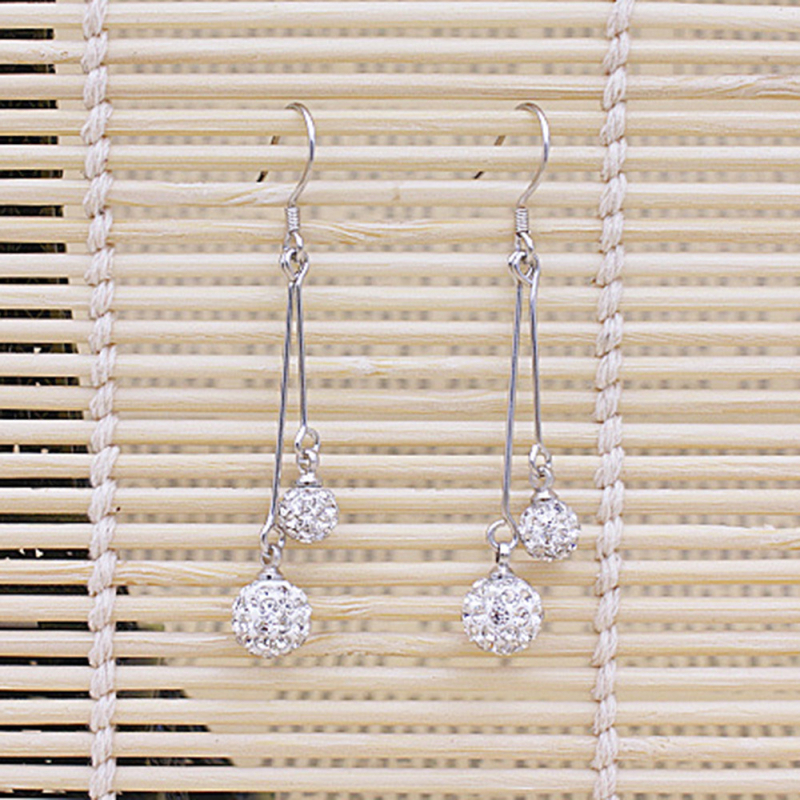 Weihua Vara auskari sievietēm – Sudraba pārklājums, ūdens pilienu forma, četras lodītes