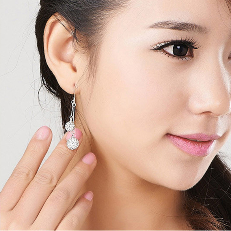 Weihua Vara auskari sievietēm – Sudraba pārklājums, ūdens pilienu forma, četras lodītes