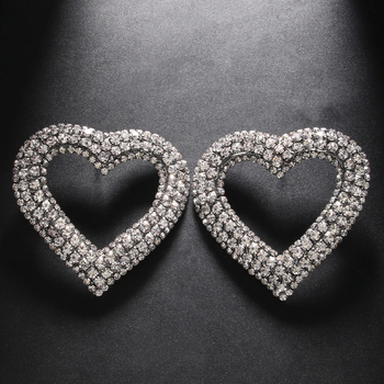 Naušnice u obliku srca s rhinestones, elektroplatirane, ekscentričan stil, ženski modni nakit