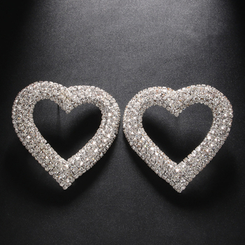 Naušnice u obliku srca s rhinestones, elektroplatirane, ekscentričan stil, ženski modni nakit