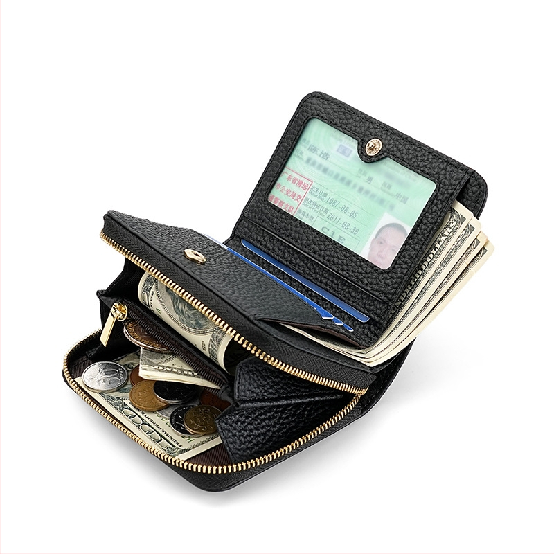 Dámska peňaženka z pravej kože, prvý vrstvy hovädzej kože, RFID ochrana, viac kariet a mincí, pruhovaný vzor, ultra ľahká a odolná