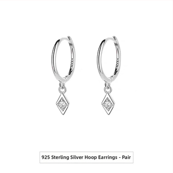 Náušnice S925 zo striebra, Geometrický rhombus, Unisex, Jedinečný štýl, Povrch z bieleho zlata