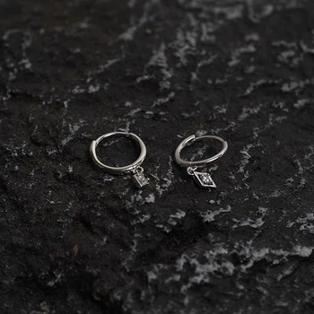 Σκουλαρίκια S925 από ασήμι, Γεωμετρικός ρόμβος, Unisex, Μοναδικό στυλ, Επίχρωση λευκόχρυσου