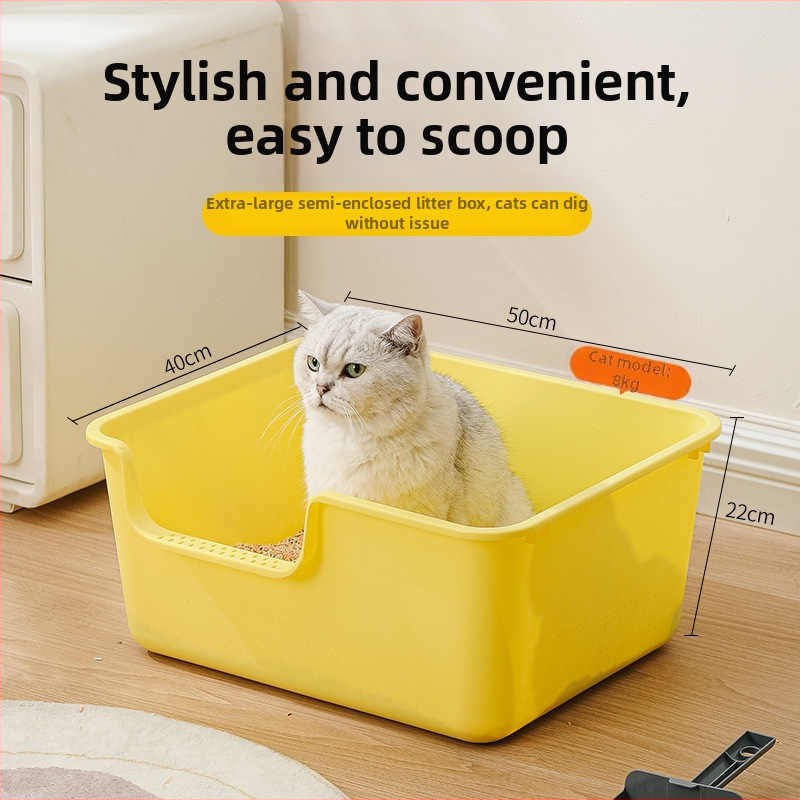 Mačacia toaleta, jednovrstvá konštrukcia, otvorená proti špliechaniu, čiastočne uzavretý dizajn, PP materiál