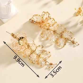 Σκουλαρίκια με φούντες από ρητίνη σε σχέδιο λουλουδιών, μικρός φρέσκος στυλ, Φθινοπωρινή συλλογή 2024, μάρκα LANTANG