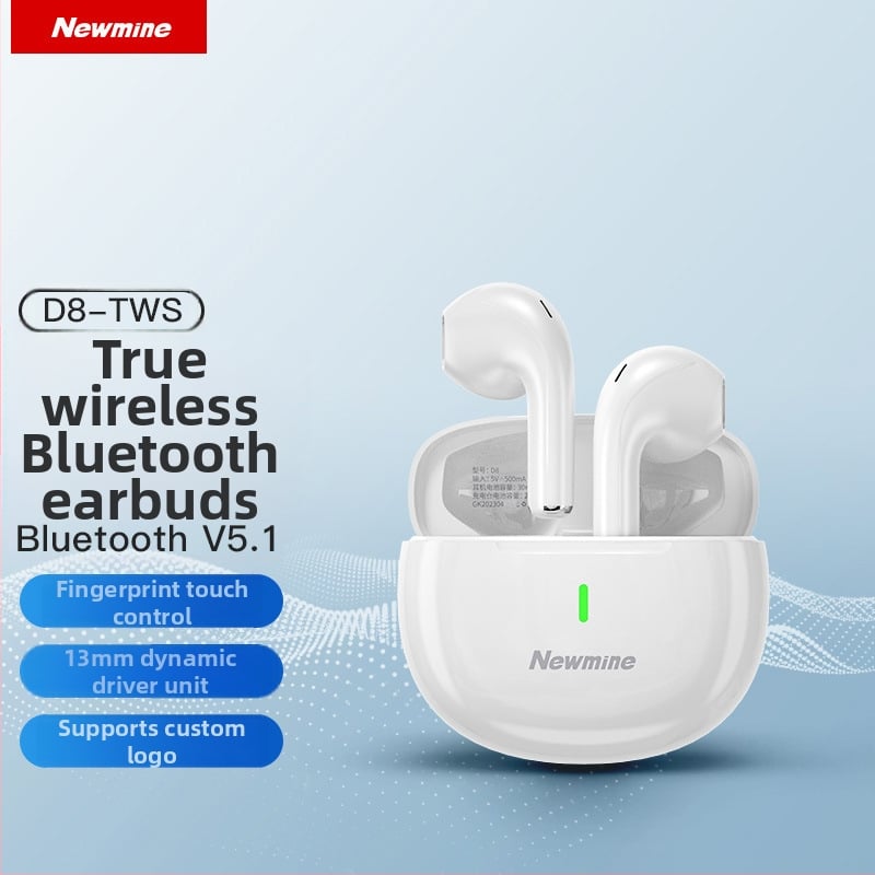 Newman D8 polu-ušne bežične Bluetooth slušalice, sportski stil, domet 5 m, Bluetooth 5.0, trajanje baterije preko 8 sati, stereo