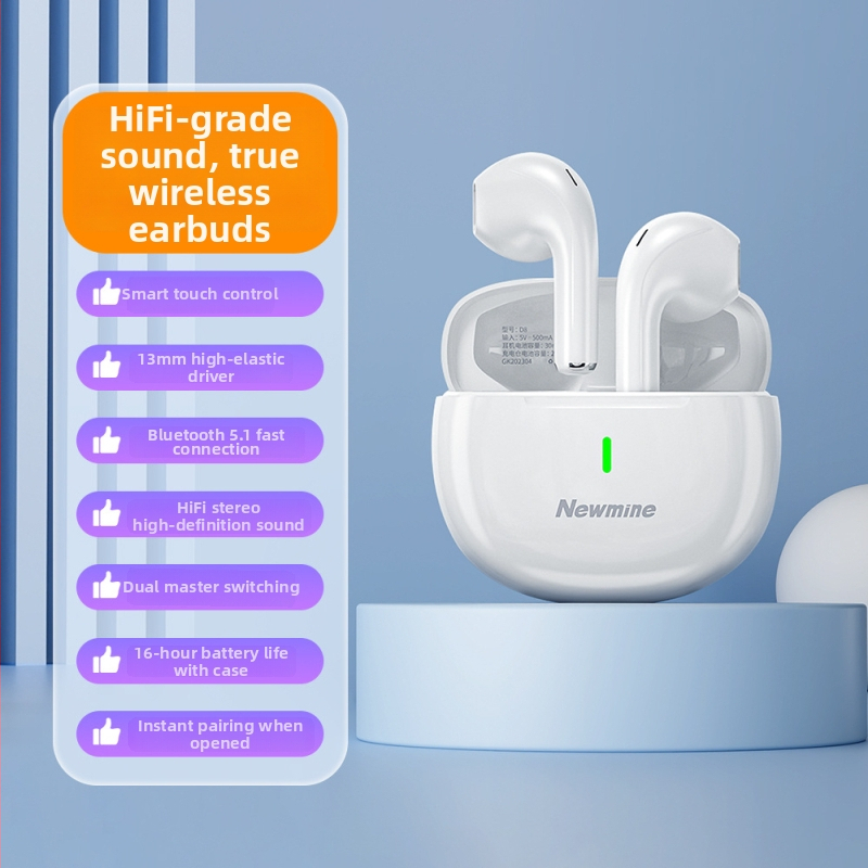 Newman D8 polu-ušne bežične Bluetooth slušalice, sportski stil, domet 5 m, Bluetooth 5.0, trajanje baterije preko 8 sati, stereo