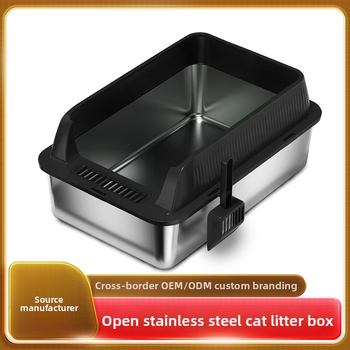 Miska na mačky z kovu a ABS, vysoký plot, otvorený dizajn, čiastočne uzavretá s ochranou proti piesku