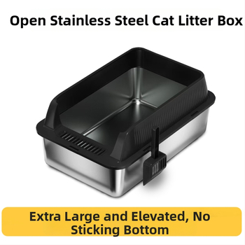 Miska na mačky z kovu a ABS, vysoký plot, otvorený dizajn, čiastočne uzavretá s ochranou proti piesku