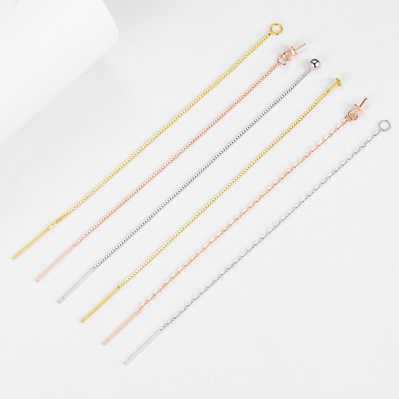 Autumn Jewelry S925 Sterling ezüst fülbevaló alkatrészek, DIY bojt készlet, 18K aranyozott bevonat