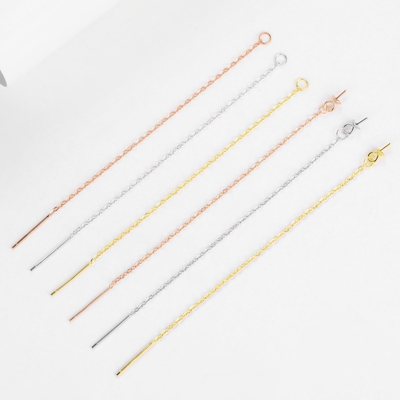 Autumn Jewelry S925 Sterling ezüst fülbevaló alkatrészek, DIY bojt készlet, 18K aranyozott bevonat