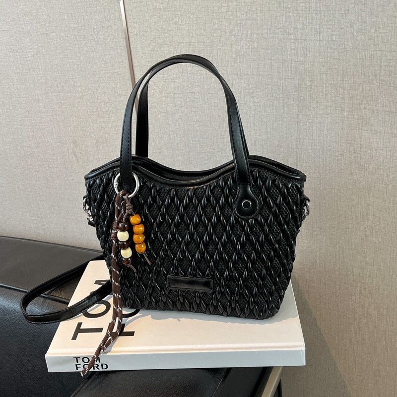 Geantă de damă din PU împletit, stil urban simplu, geantă crossbody în formă de coș, căptușeală poliester, buzunare interne pentru telefon și documente, curea de umăr, Autumn 2025