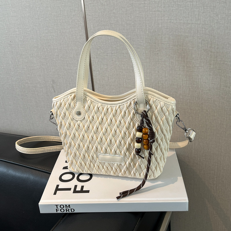Geantă de damă din PU împletit, stil urban simplu, geantă crossbody în formă de coș, căptușeală poliester, buzunare interne pentru telefon și documente, curea de umăr, Autumn 2025