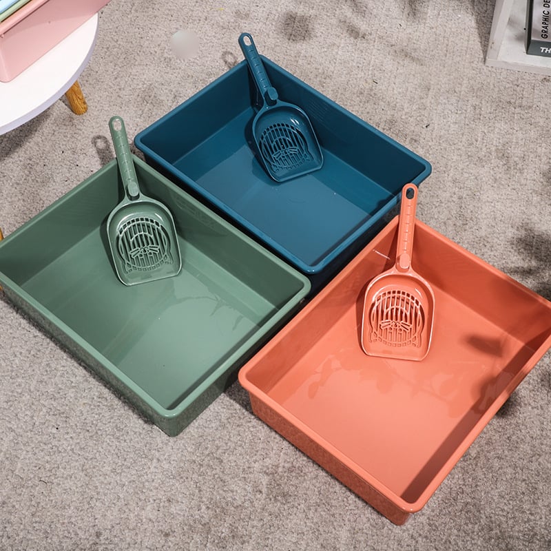 Cutie de nisip pentru pisici din plastic, dreptunghiulară, design simplu, pentru pui de pisică, material PP, marcă Yunjia