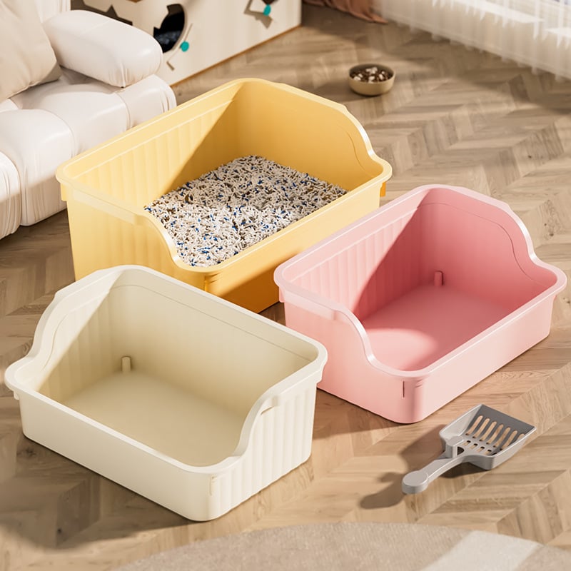 Cutie de nisip pentru pisici, design semiînchis, material PVC, potrivită pisicilor