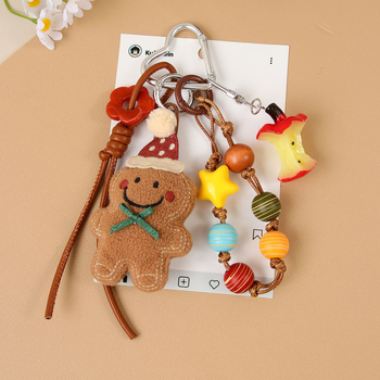 Gingerbread Man Pandantiv pentru geantă din pluș (Material: pluș, Handmade, Stil Ins, Model Brad de Crăciun, Iarnă 2025)