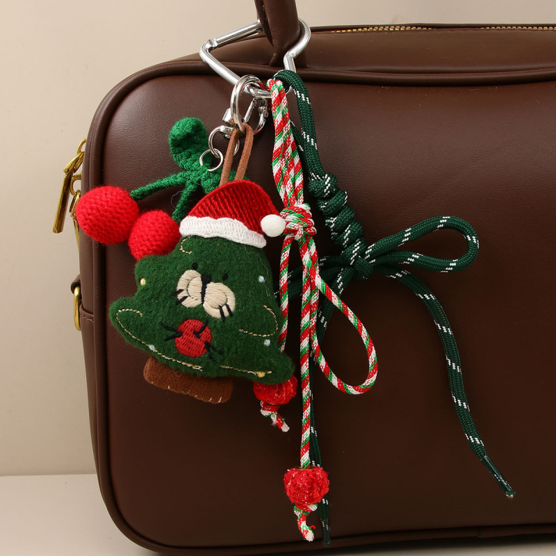 Gingerbread Man Pandantiv pentru geantă din pluș (Material: pluș, Handmade, Stil Ins, Model Brad de Crăciun, Iarnă 2025)