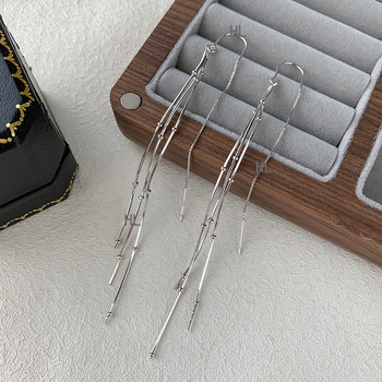 Cercei – Argint 925, Ciucuri lungi, Design geometric, Stil de lux ușor