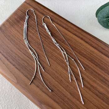 Cercei – Argint 925, Ciucuri lungi, Design geometric, Stil de lux ușor