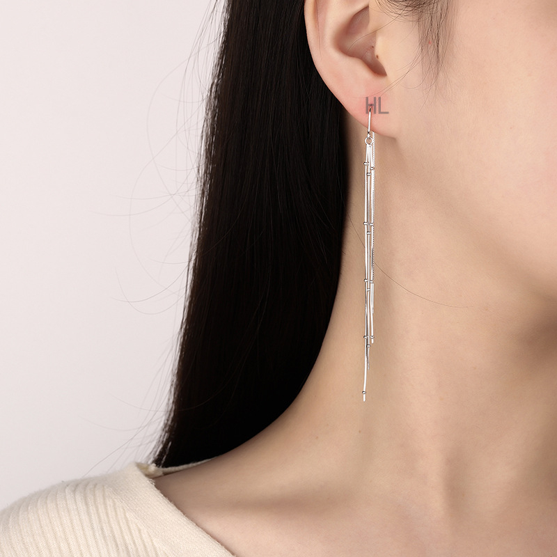 Cercei – Argint 925, Ciucuri lungi, Design geometric, Stil de lux ușor