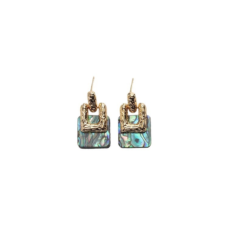 Cercei cu scoici abalone naturale, formă geometrică, stil de zână, tijă din argint S925, ER0061