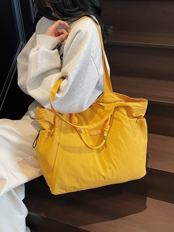 Geantă Tote pentru femei, stil street fashion, material PU, formă orizontal pătrată, fermoar, buzunar interior laminat cu fermoar