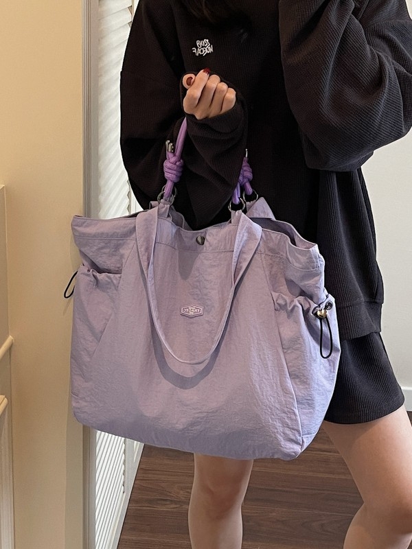 Geantă Tote pentru femei, stil street fashion, material PU, formă orizontal pătrată, fermoar, buzunar interior laminat cu fermoar
