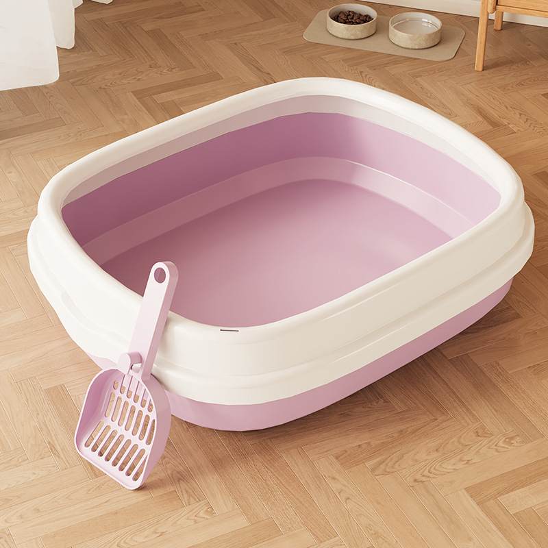 Cutie de nisip pentru pisici din plastic, semiînchis, cu capac și deodorant, include lopată, material PP