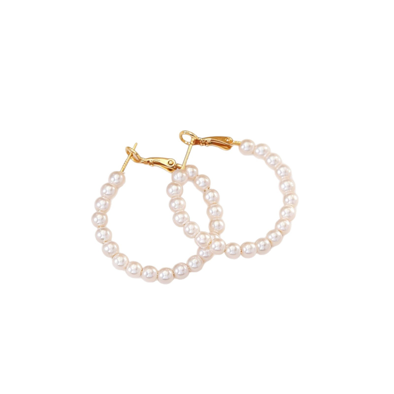 Perlové náušnice, unisex, geometrický dizajn, vsadené perly, meď pokovená zlatom, ušné tyčinky z 925 striebra